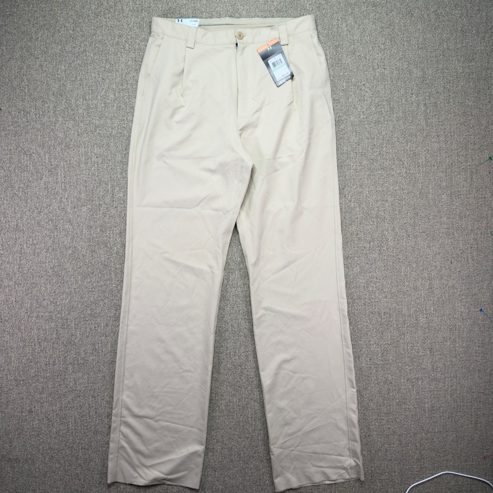 Under Armour Golf Pants Mens 34R Beige Allseasongear Performance Trousers NWT